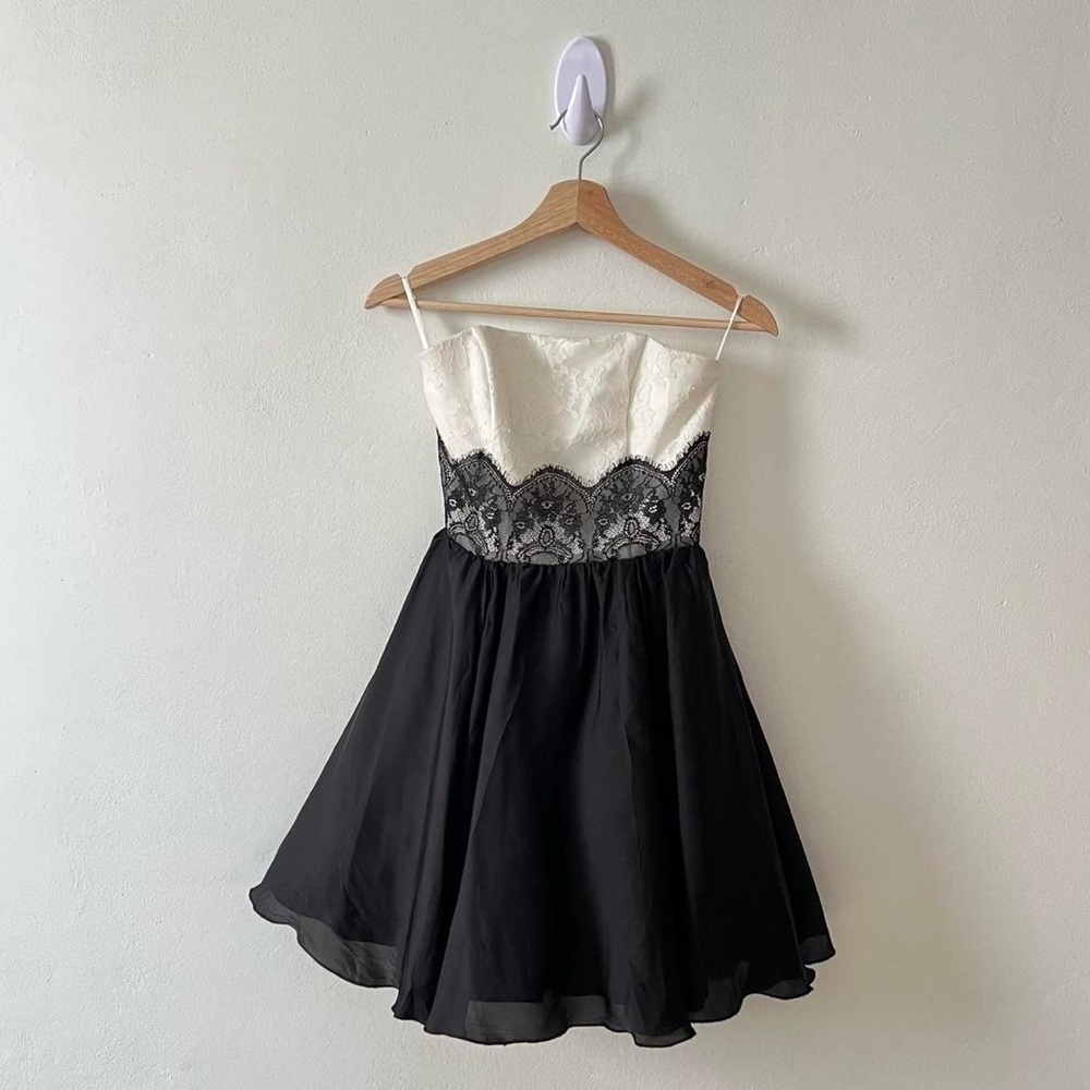 Gunne Sax Black & White Lace Dress